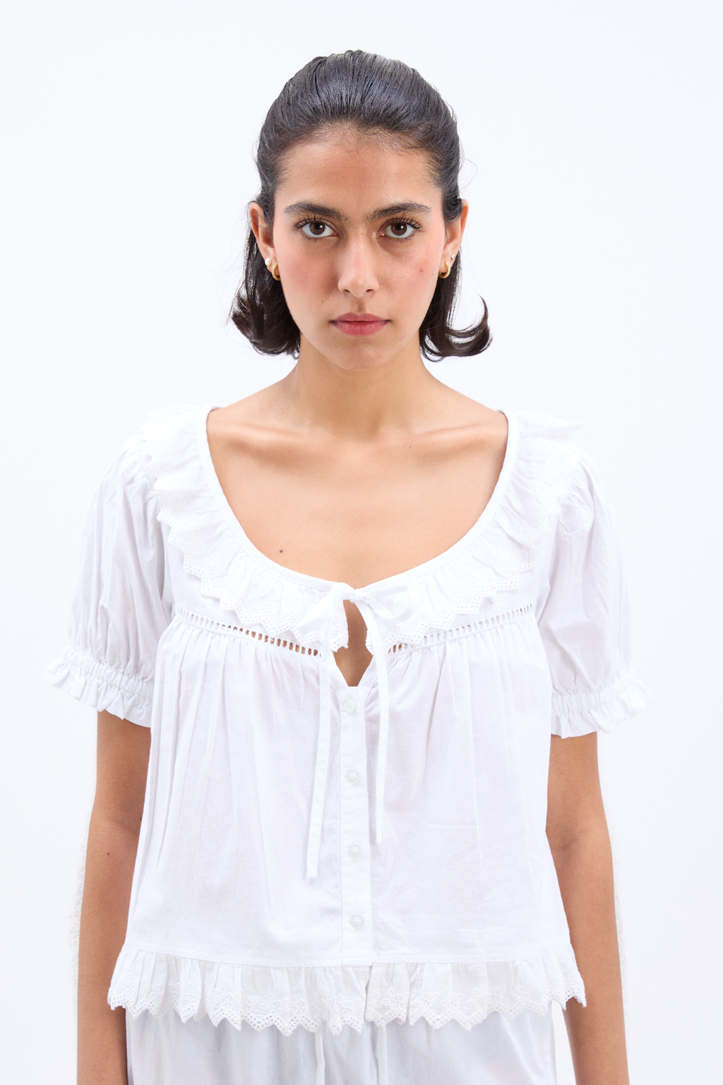 Harling Broderie Blouse - White