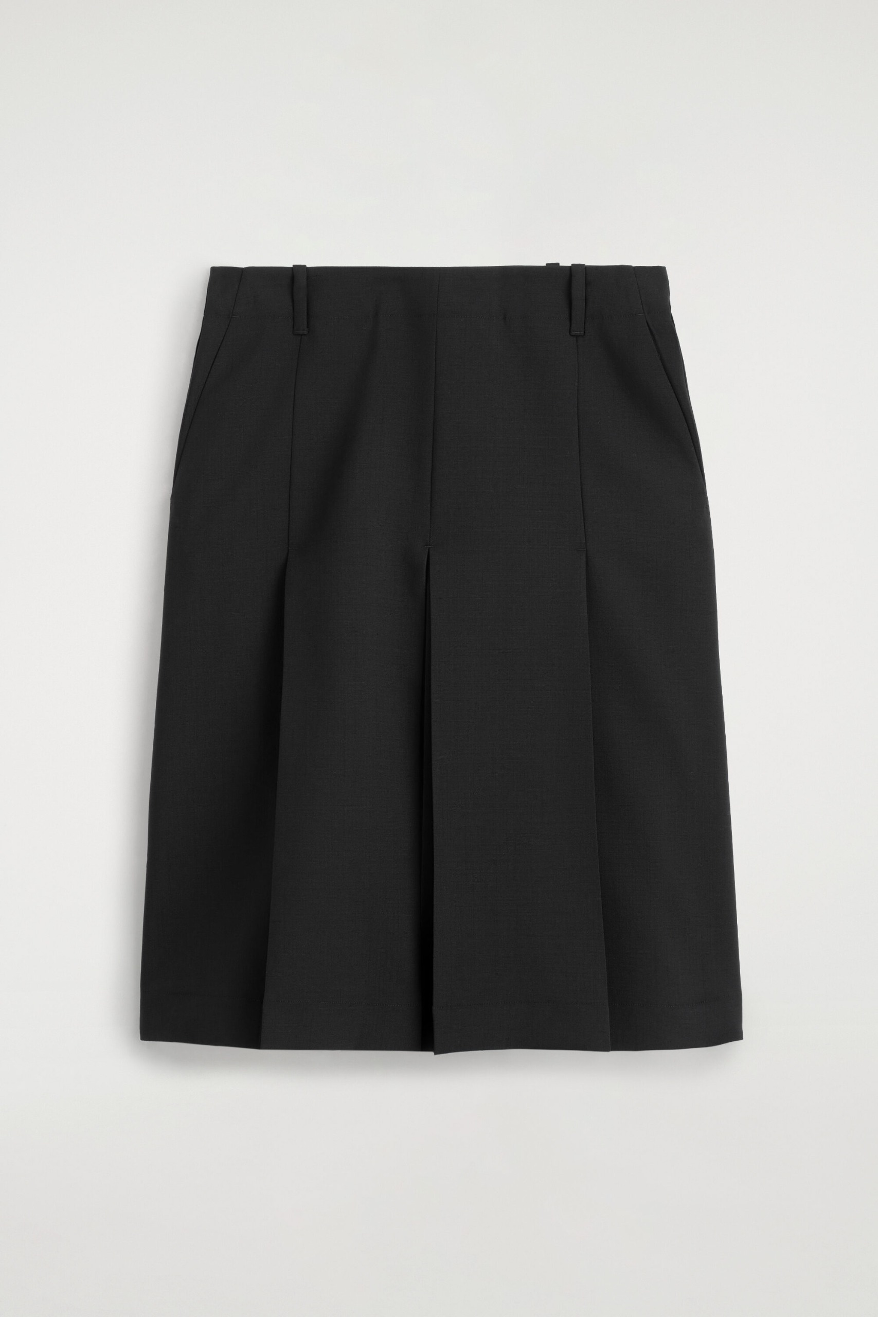 Box-Pleat Wool Midi Skirt