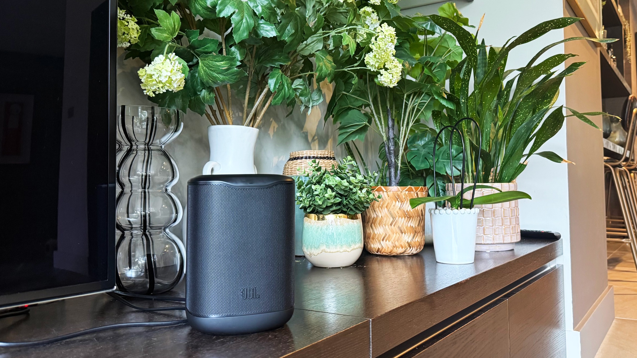 the JBL Cove home speaker line photographed inside a real house