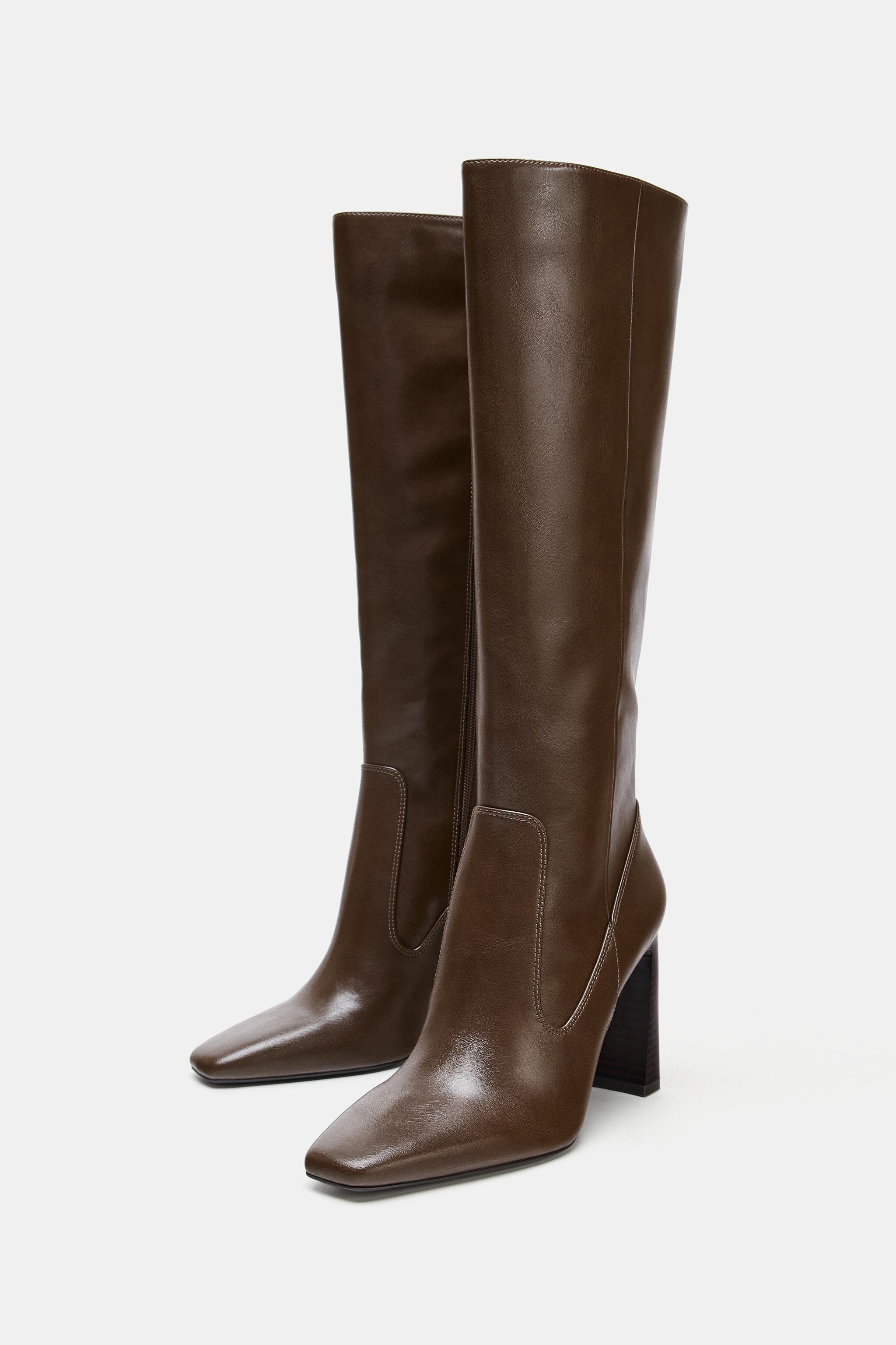 Topstitched Knee-High Boots