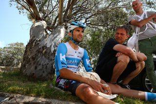 James Piccoli (Israel Start-Up Nation) recovers after his effort in the closing kilometres of Mount Buller