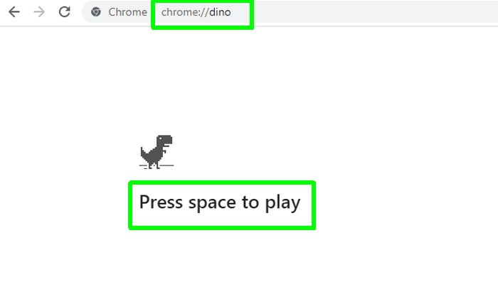 Chrome dinosaur game start screen