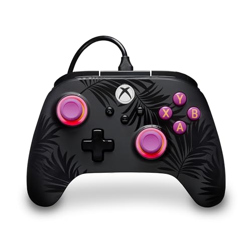 Powera Advantage Plus Wired Controller for Xbox Series X|s - Moonlit Palms, Officially Licensed, Adjustable Height Thumbsticks, Hall Effect, Mappable Buttons, Works With Xbox One and Windows 10/11 Pc