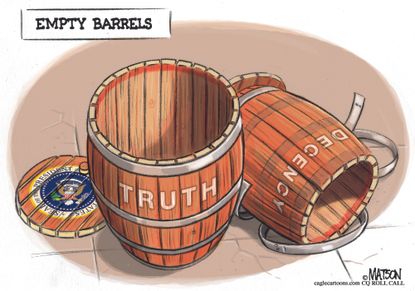 Political cartoon U.S. Rep. Frederica Wilson John Kelly empty barrels