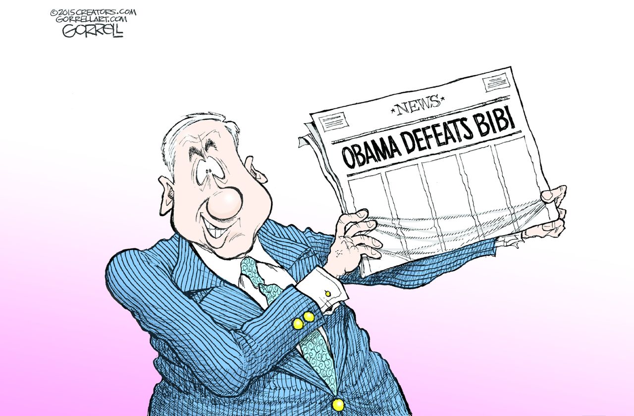 Political cartoon World Obama Netanyahu