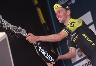 Adam Yates celebrates his stage 5 win at Tirreno-Adriatico