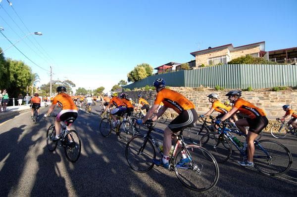 Riders round the first bend