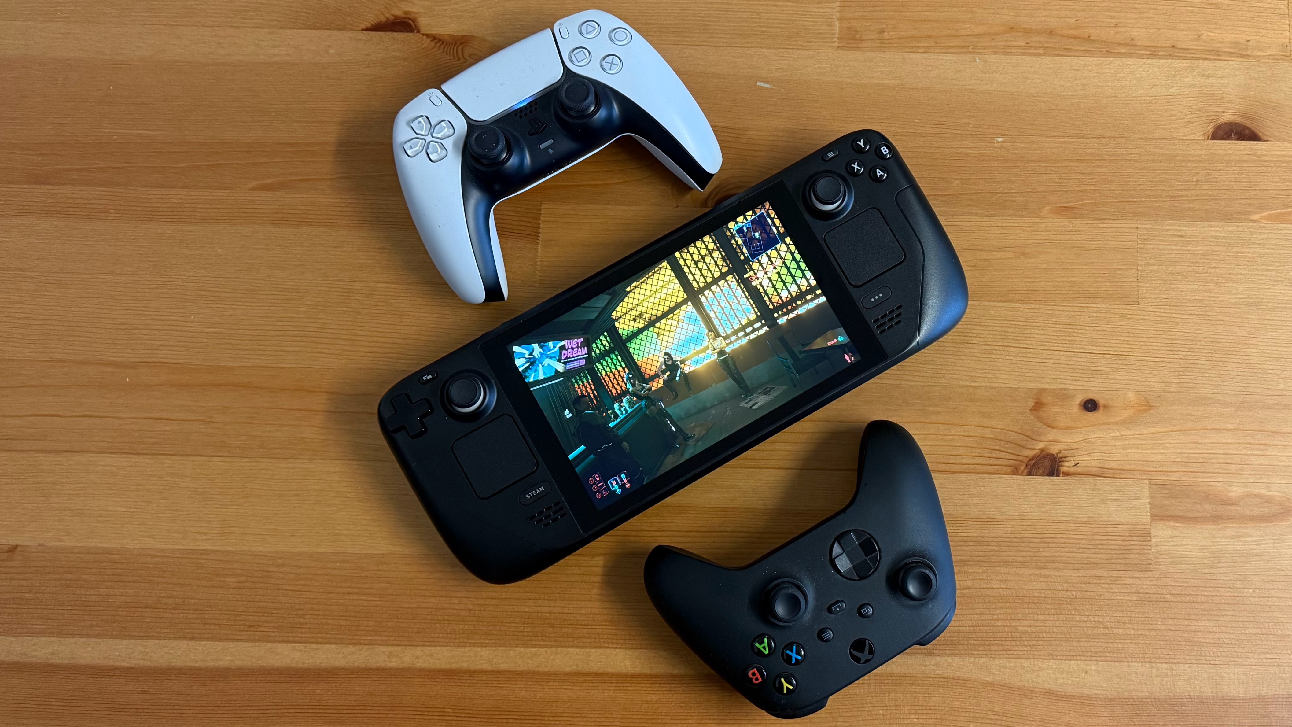 An image of the Valve Stream Deck running Cyberpunk 2077