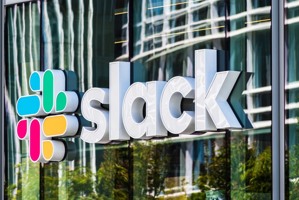 A building with the Slack logo displayed outside