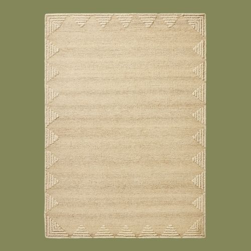 Habitat, Diamond Border Beige Wool Rug - 120x170cm