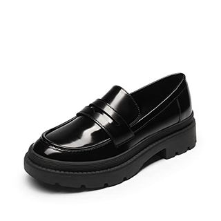 Dream Pairs Women's Loafers Platform Business Office Work Formal School Shoes,size 7,black/pu,sdls2211w-E