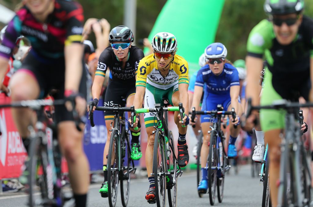 Australian champion Kat Garfoot (Orica-Scott) finishes in the bunch