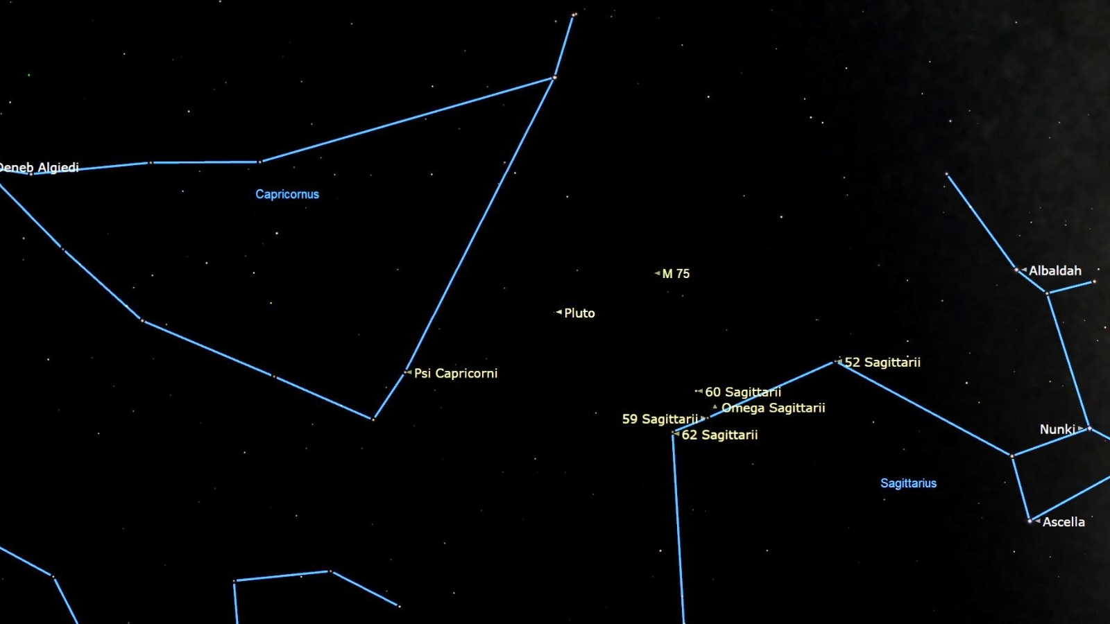 A map of the stars with Pluto in the middle