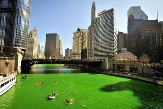 Dyeing the Chicago River green on St. Patrick's day.