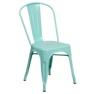 Light blue industrial metal chair