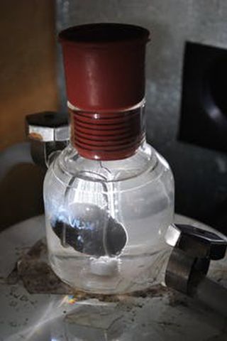 Photo catalyst producing hydrogen gas from water.