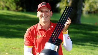 Sergio Garcia with the LIV Golf Andalucia trophy