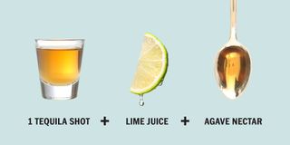 Tequila, lime, and agave nectar.