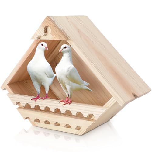 Doublefill Cedar Dove Nesting Box, Triangular Opening, 12x12x6.5 Inches, Brown Wooden Dove Bird House for Nesting and Roosting, Platform Garden Decoration