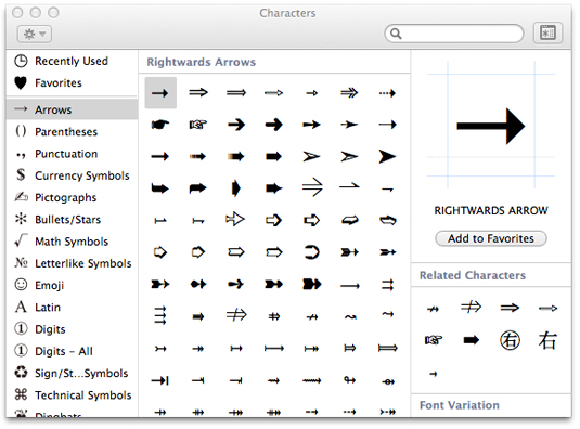 Apple character viewer