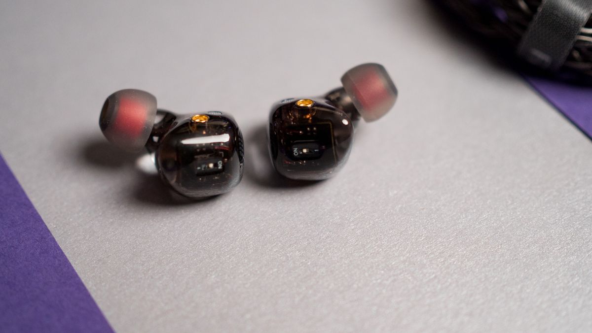 Close view of Fiio FA19 shells with driver units inside