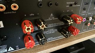 Rear inputs of the Cambridge Audio EXA100 integrated amplifier