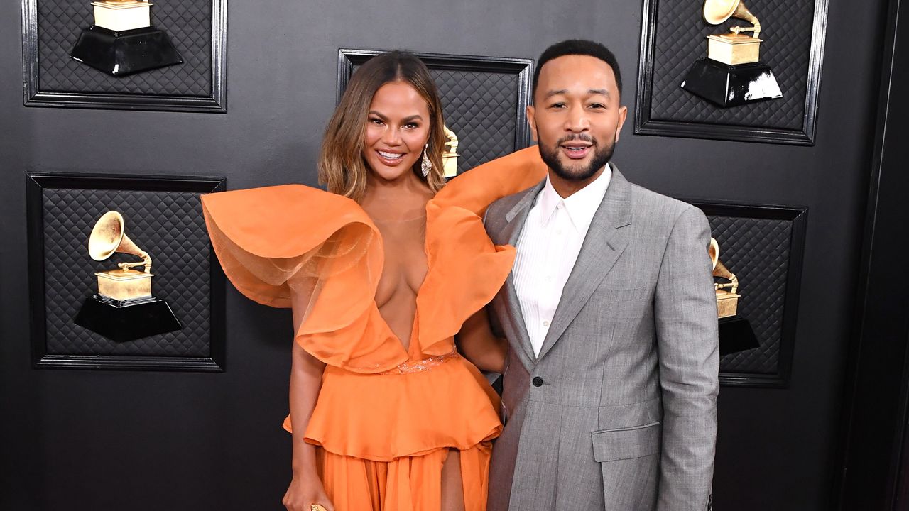 los angeles, california january 26 chrissy teigen and john legend arrives at the 62nd annual grammy awards at staples center on january 26, 2020 in los angeles, california photo by steve granitzwireimage