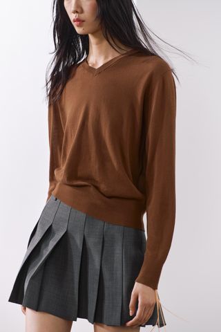 ZW COLLECTION BOX PLEAT WOOL BLEND MINI SKIRT