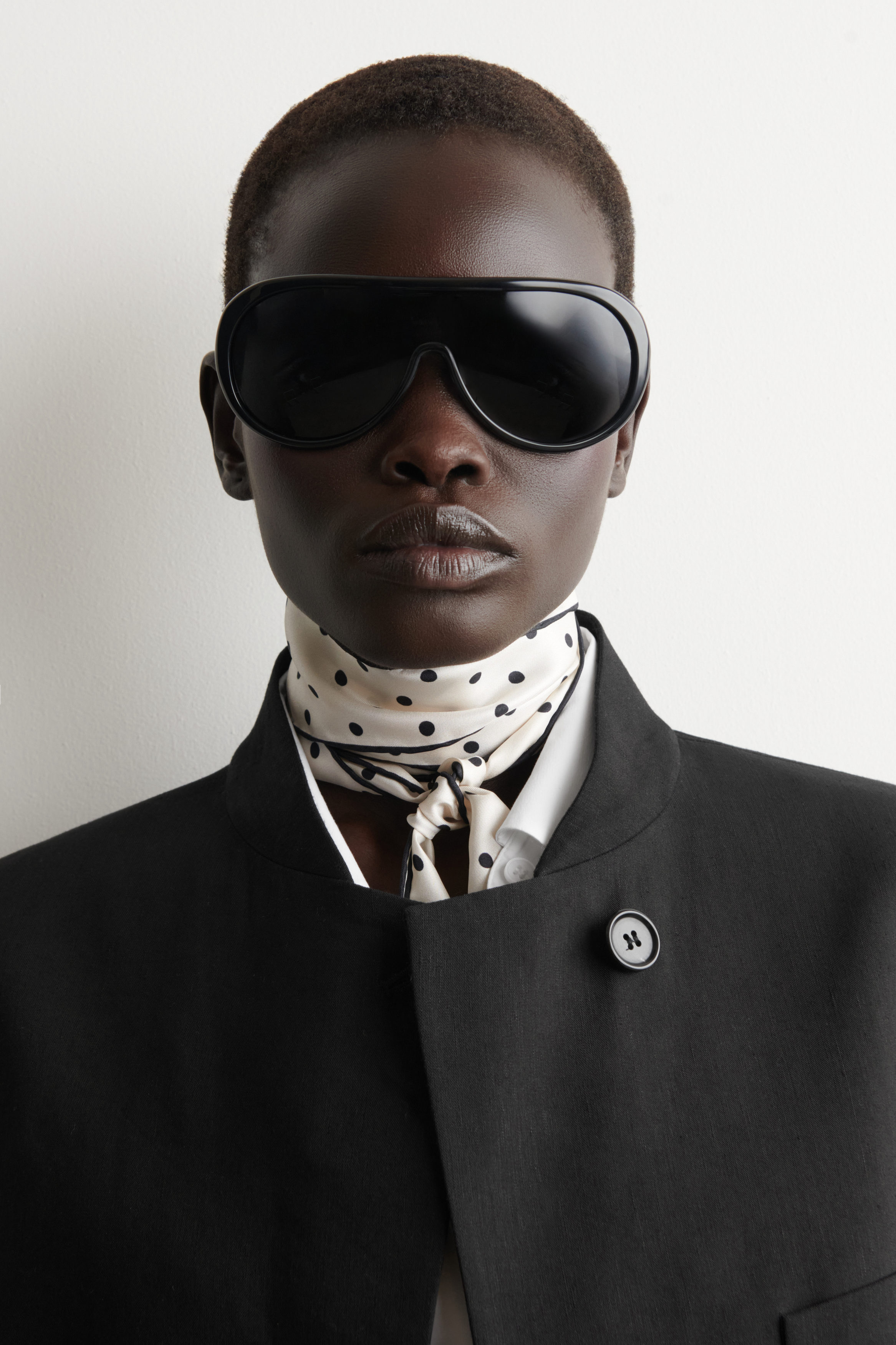 Polka-Dot Silk Skinny Scarf