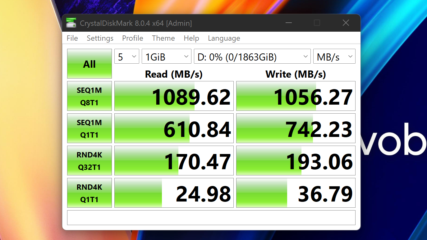 SanDisk Pro-Blade review CrystalDiskMark benchmark