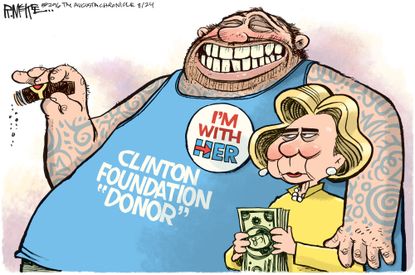 Political cartoon U.S. election 2016 Hillary Clinton Foundation Donor