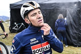 Remco Evenepoel (Soudal Quick-Step) finished second on cold and rainy stage 7