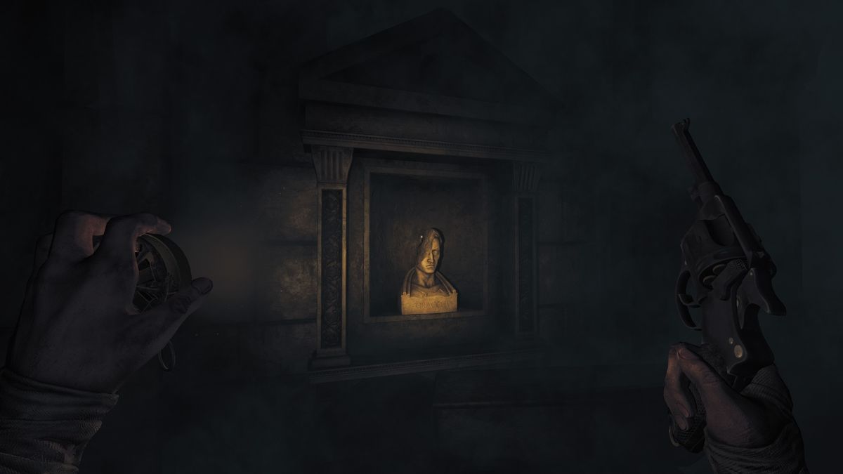 Roman bust in catacombs with half face missing