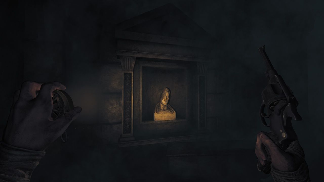 Roman bust in catacombs with half face missing
