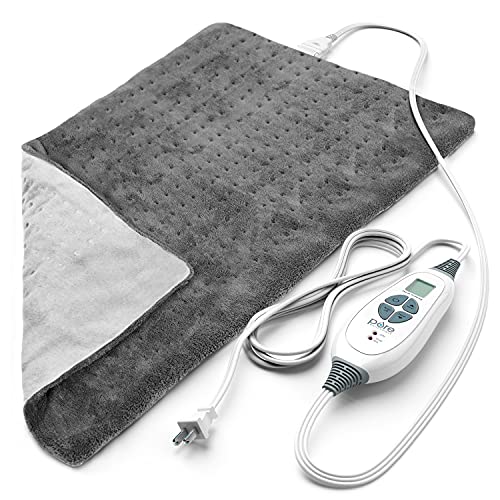 Pure Enrichment® Purerelief® Xl Heating Pad - 12" X 24" Electric Heating Pad for Back Pain & Cramps, 6 Heat Settings, Fsa/hsa Eligible, Soft Machine Wash Fabric, Auto-Off & Moist Heat (charcoal Gray)