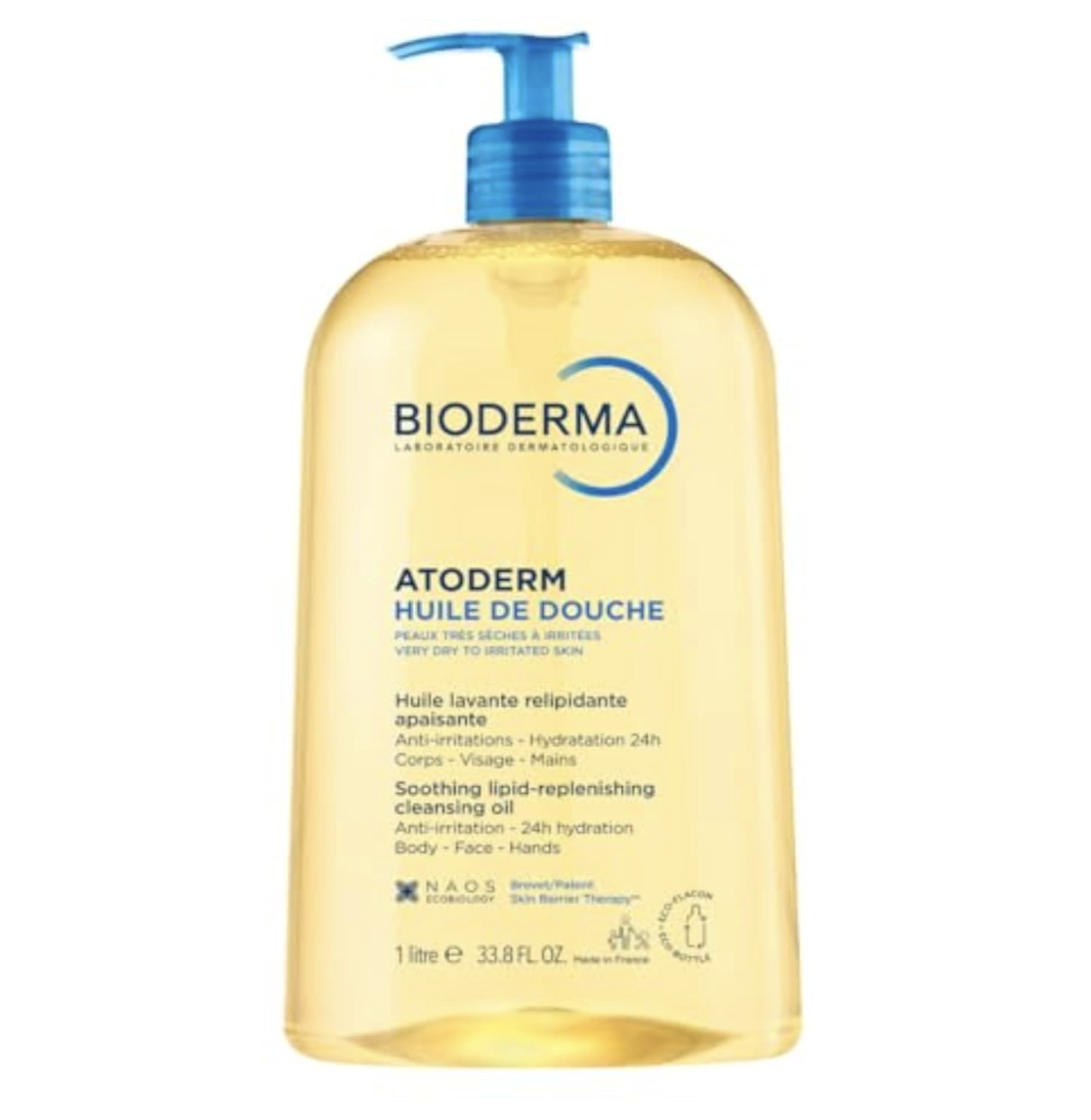 Bioderma Atoderm Shower Oil, Cleansing Oil for Face & Body, Nourishing Cleansing Oil for Dry to Atopic Sensitive Skin for Softer & Smooth Skin for Your Whole Family
