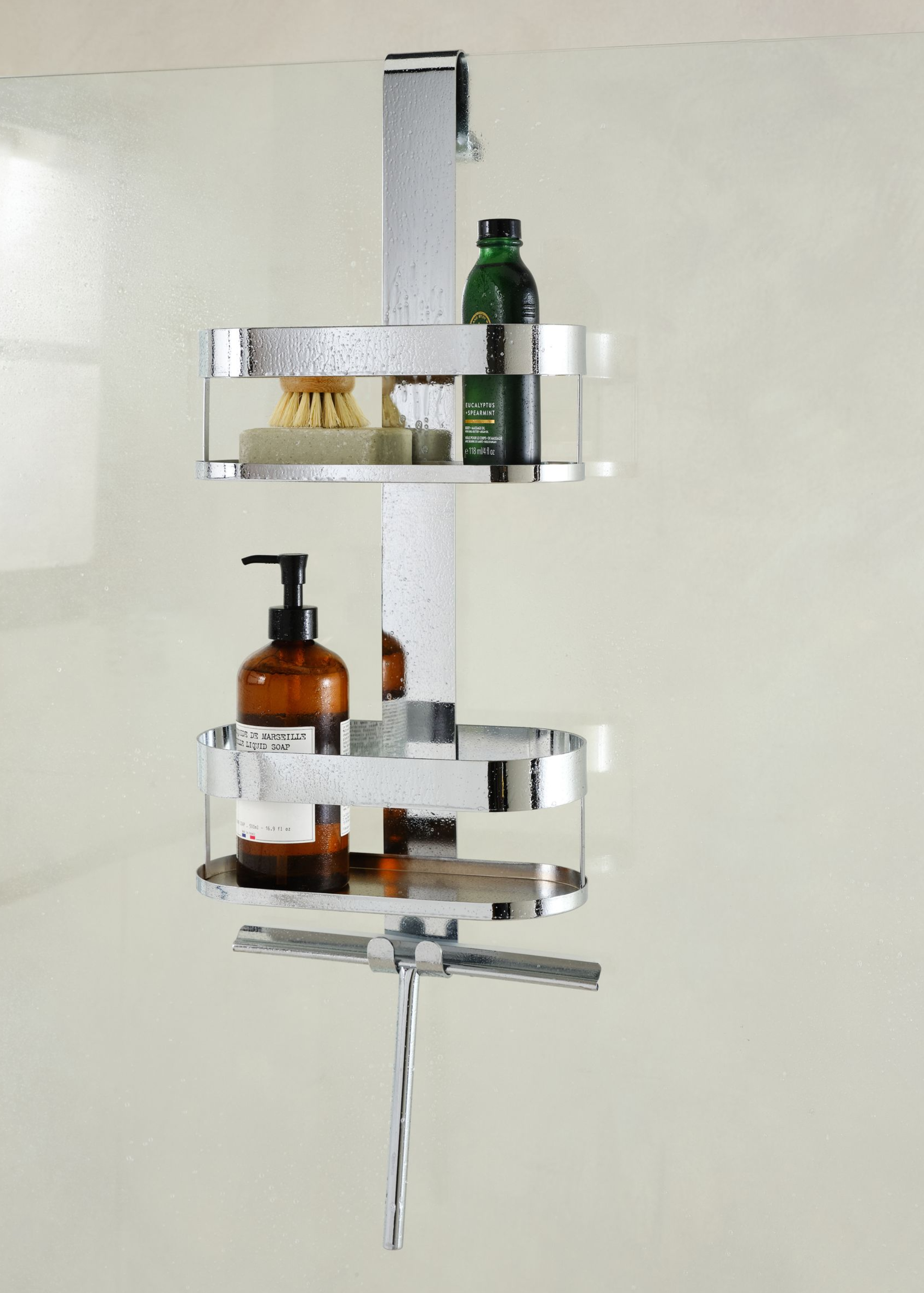 Chrome Shower Caddy With Wiper