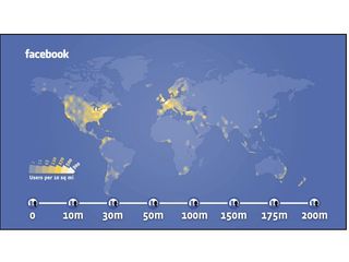 To show just how large Facebook is, the website has created a heat map