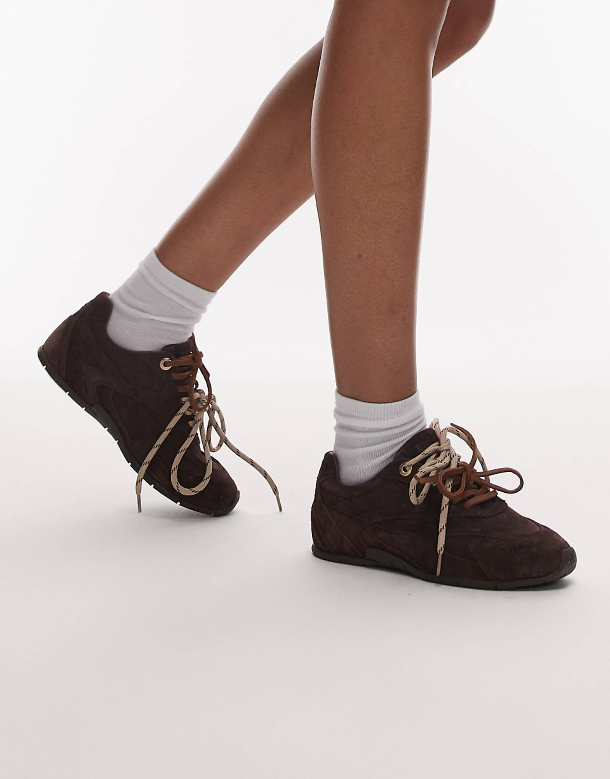 Bronx Myr-Aa Lace Up Trainers in Chocolate Suede