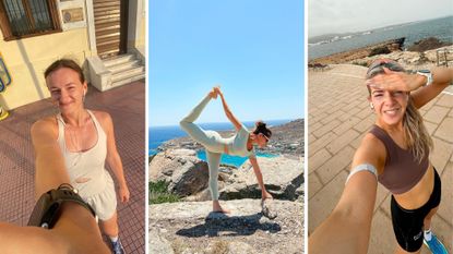 Paola di Lanzo wearing one of the best summer workout outfits from the article