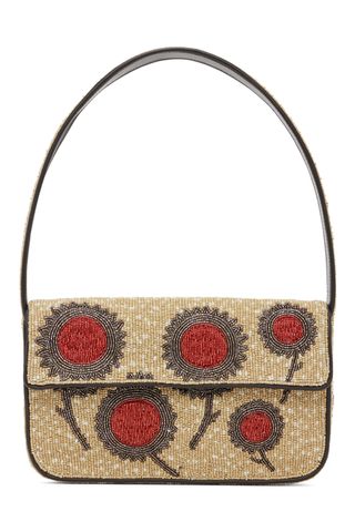 Staud Beige Tommy Beaded Bag