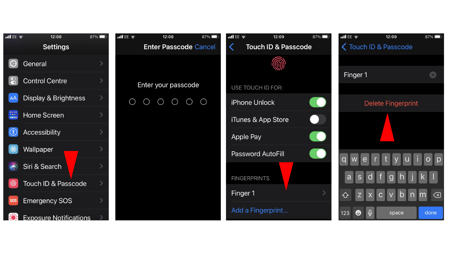 iPhone Touch ID and Passcode change fingerprint