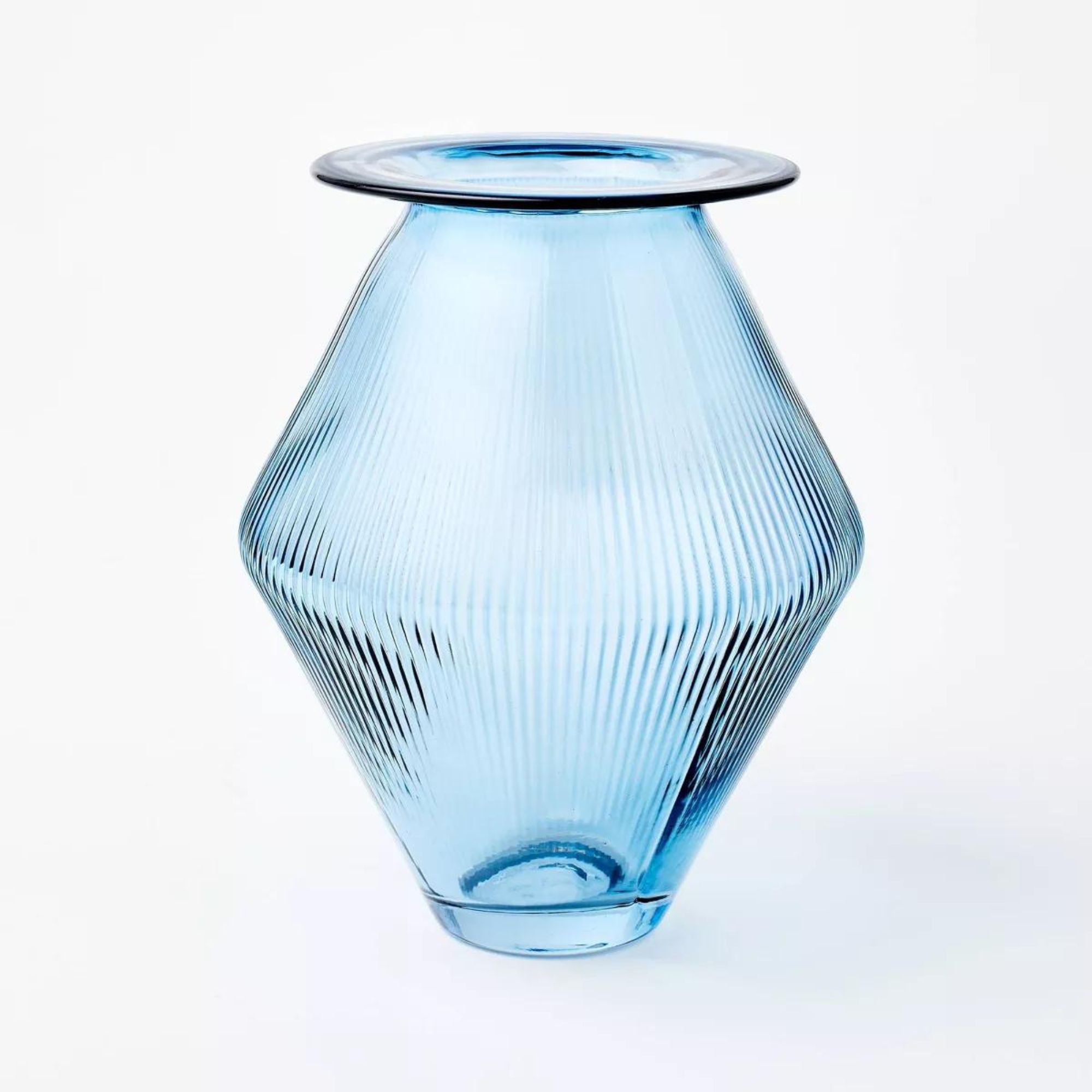 Glass Fluted Angular Decorative Vase