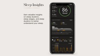 Bryte Balance sleep insights on a smart phone with explainer text next to it