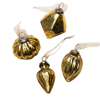 Four golden Christmas tree ornaments