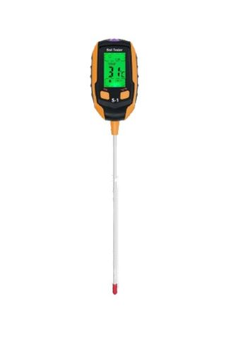Green and black Mcbazel 4-in-1 Soil Meter with silver prong to go in the ground