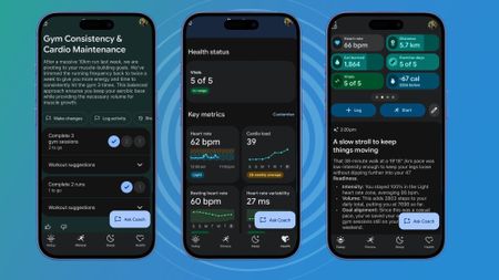 Google Health app on three iphones