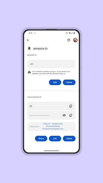 Google's Password Manager will display a "share" button for passwords when managing them individually.