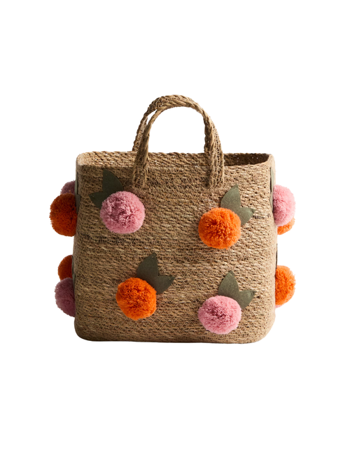Small Pompom Seagrass Storage Basket