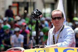 Tour de France's director Christian Prudhomme looks on prior to the start the 178 km twelfth stage of the 103rd edition of the Tour de France